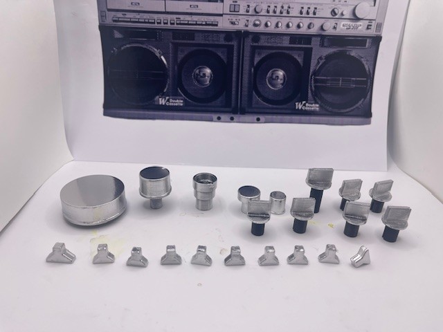 Ghetto Blaster/Sharp GF 777 Replica knobs/ sliders set/Update True Chrome