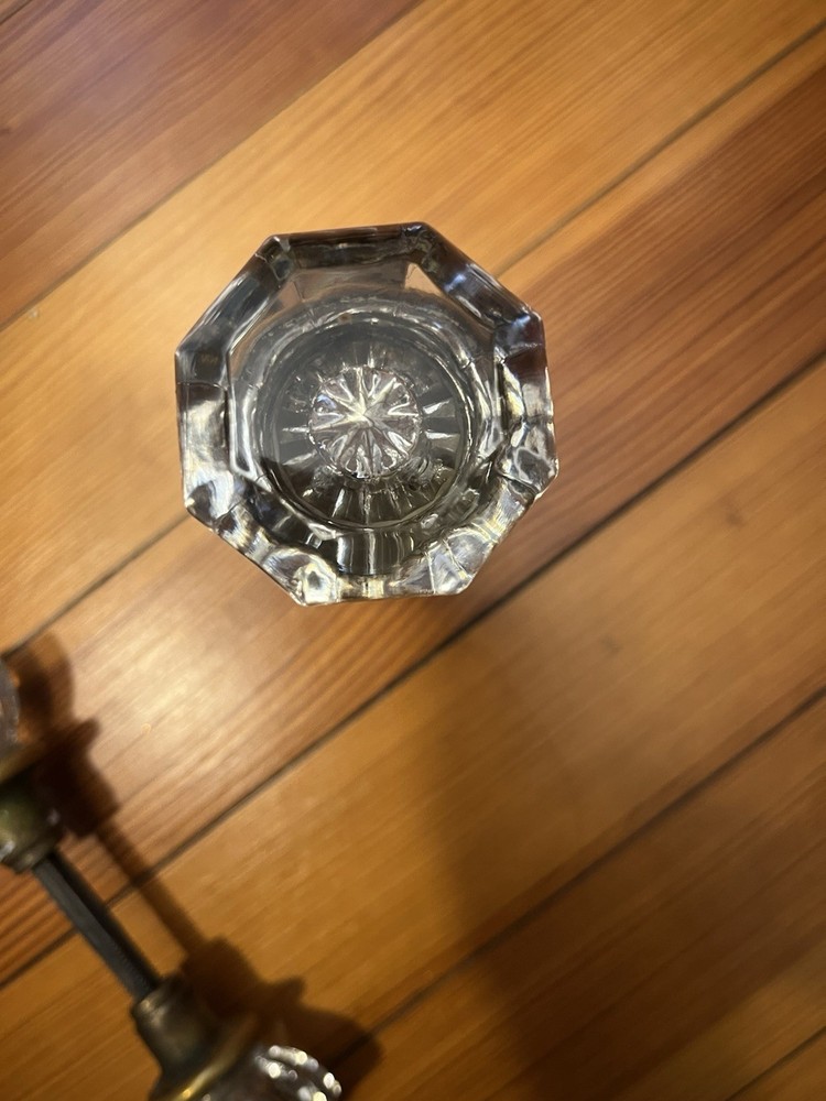 Clear Crystal Glass Door Knobs Brass 1920s/1930s 2