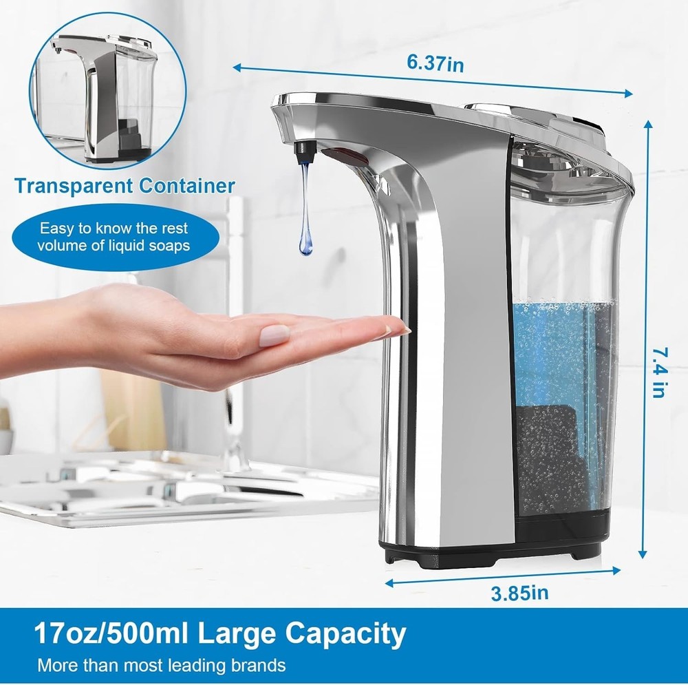 Automatic silver soap dispenser 17oz