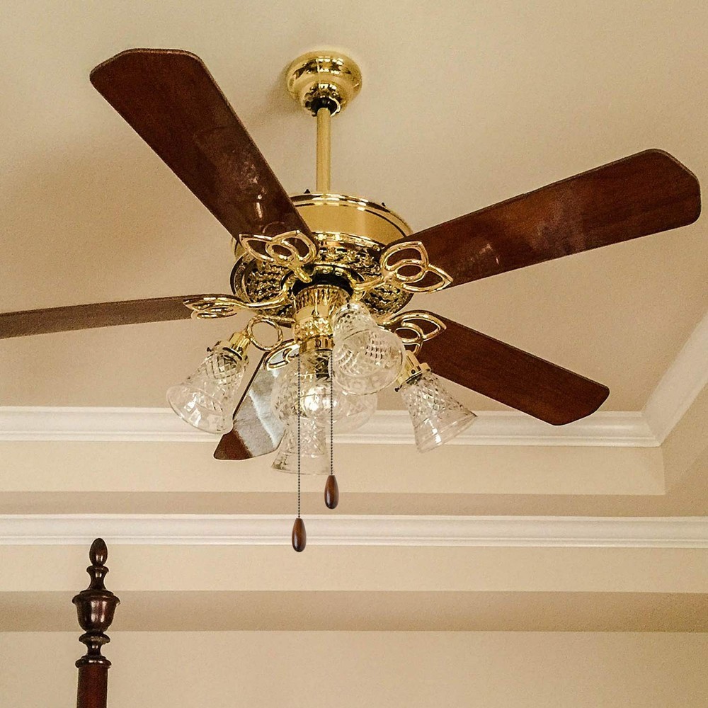 4 Pieces Ceiling Fan Chain Pulls Extender Wooden Pull Walnut Color