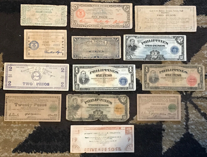 Philippines - Group of (13) Older Banknotes