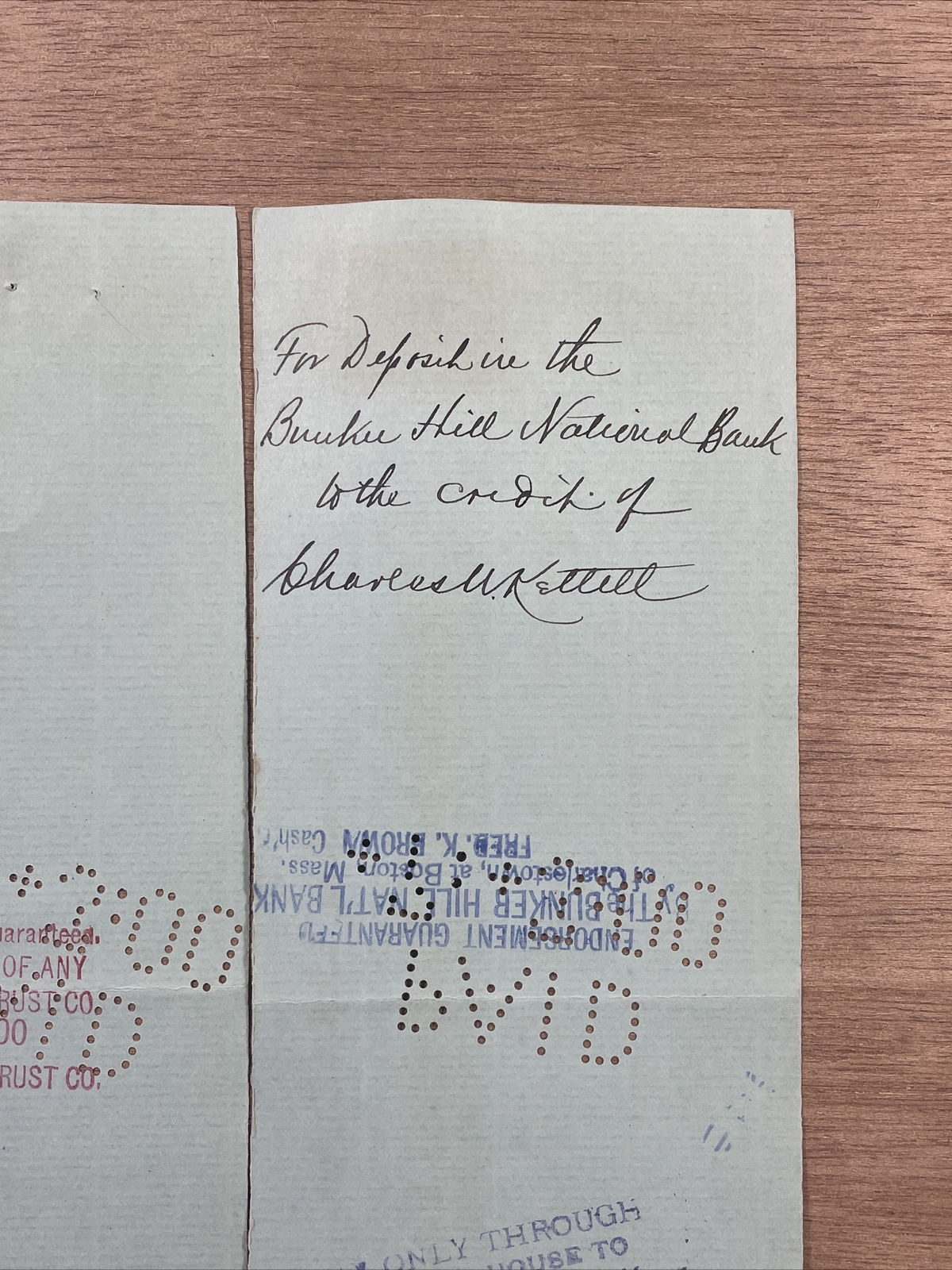 4 Vintage 1900 Merchants National Bank Boston Canceled Checks 2 Cent Stamps