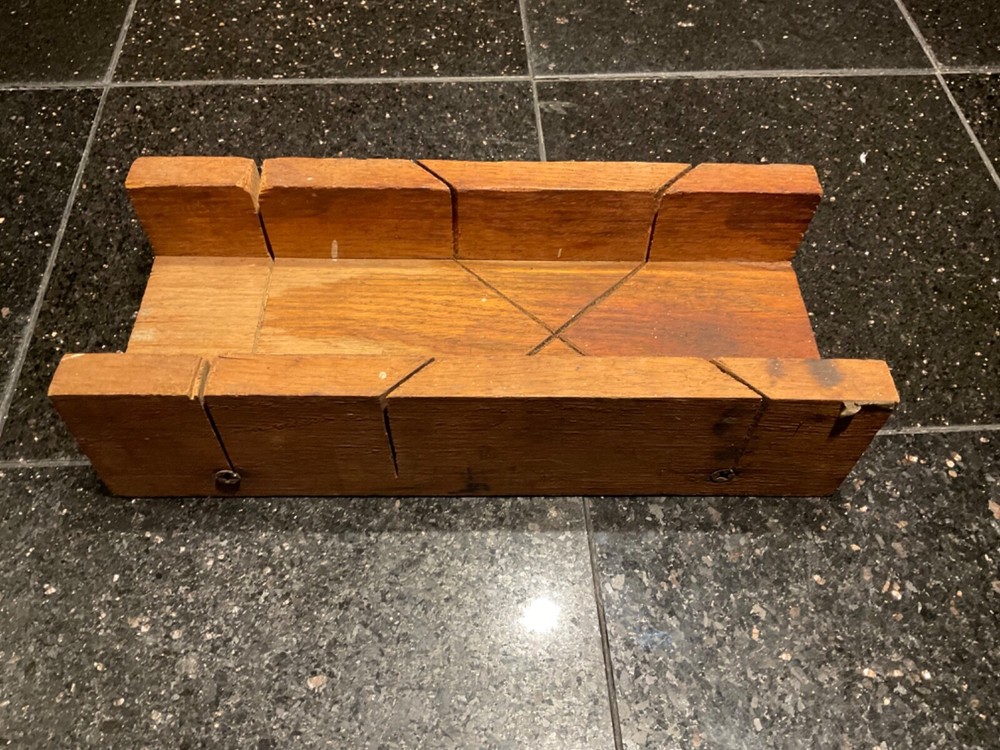 VINTAGE WOODEN MITER BOX SOLID WOOD