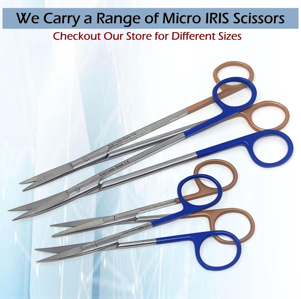 4.5" Micro IRIS Scissors Curved Pointed Tips Dental Veterinary Shears-BlueHandle