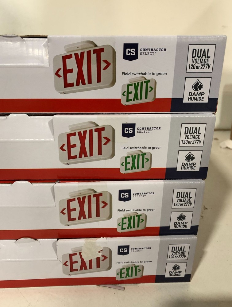4PK Lithonia Lighting Contractor Select Integrated LED White Exit Sign New