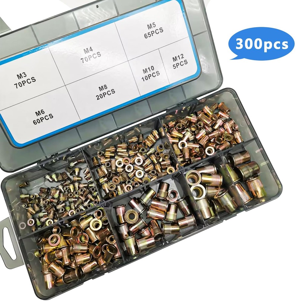 Rivet Nut Set | 300 Pcs Threaded Sleeves Set | UNIVERSAL Fits Rivet Nut...