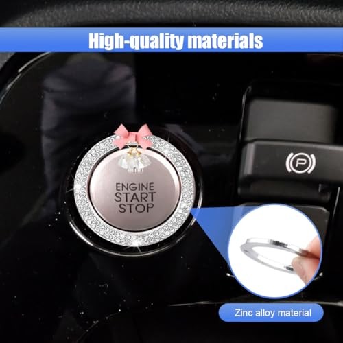 Bling Diamond Car Engine Start Stop Button Decoration Ring - Bling Ring White