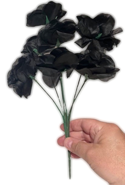 DEAD BLACK ROSES BOUQUET 7 Flowers Wednesday Costume Prop Prank Gag Joke Gift