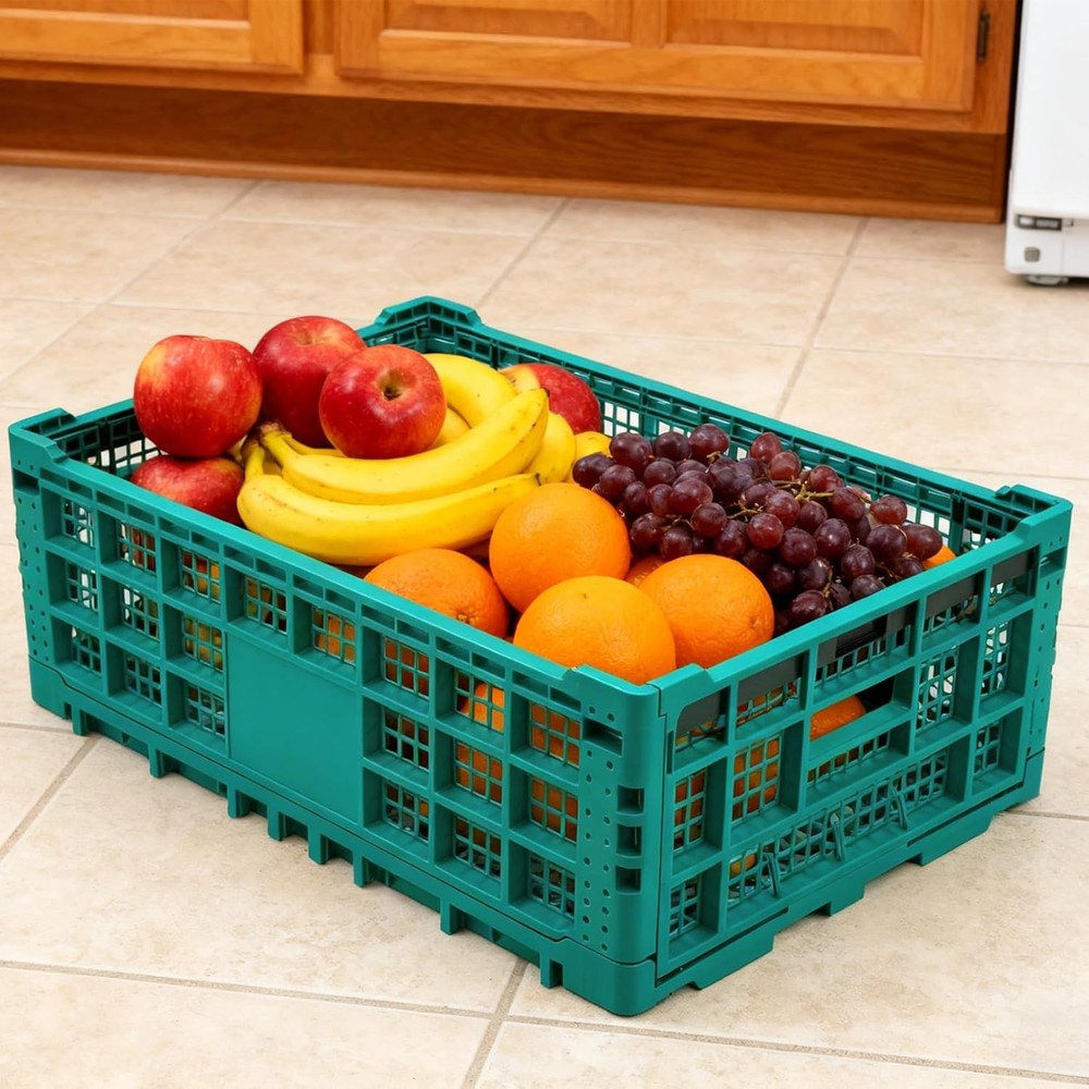 GRAVEE Plastic Folding Storage Crate 52 Litre Stackable Collapsible Foldable