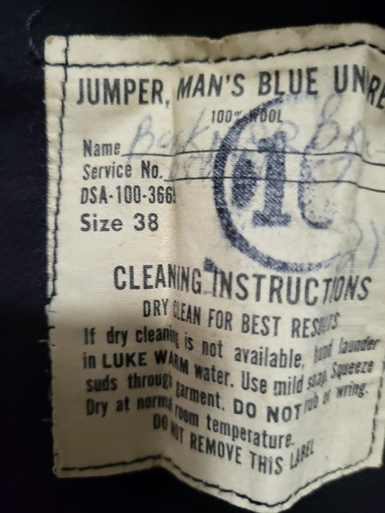 Vintage US Navy Dress Blues Cracker Jack Sailor Uniform Wool Top Pullover Jumper