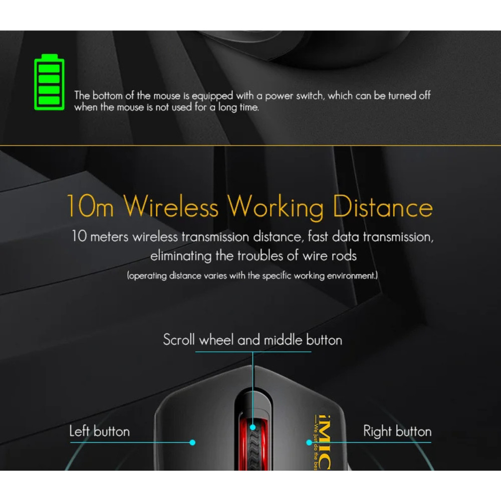 Wireless Silent Mouse 2.4G USB Battery Optical Tracking Computer Mouse Receiver