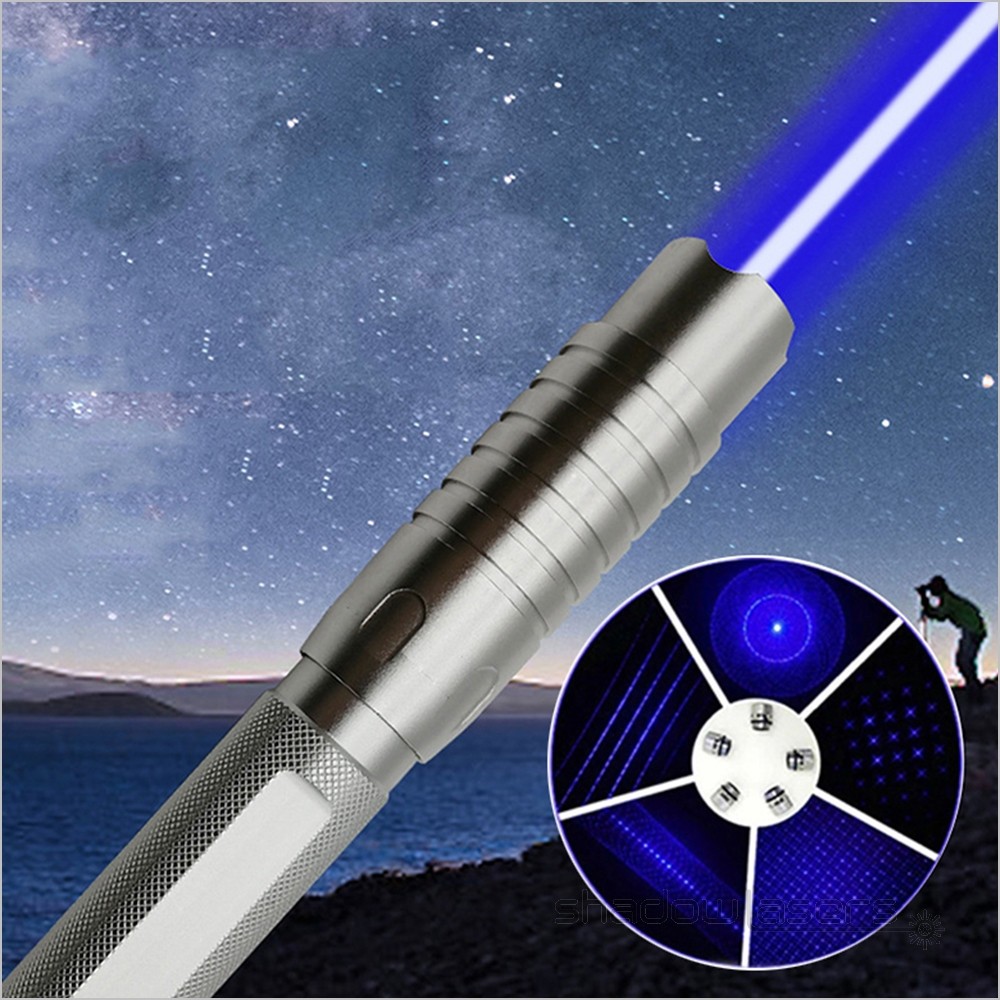 450nm Adjustable Focus Blue Laser Pointer Visible Beam Case+Charger-Gift Box