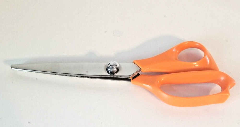 Pinking Crafting Scissors 8" Zig Zag Pattern Orange Handle Stainless