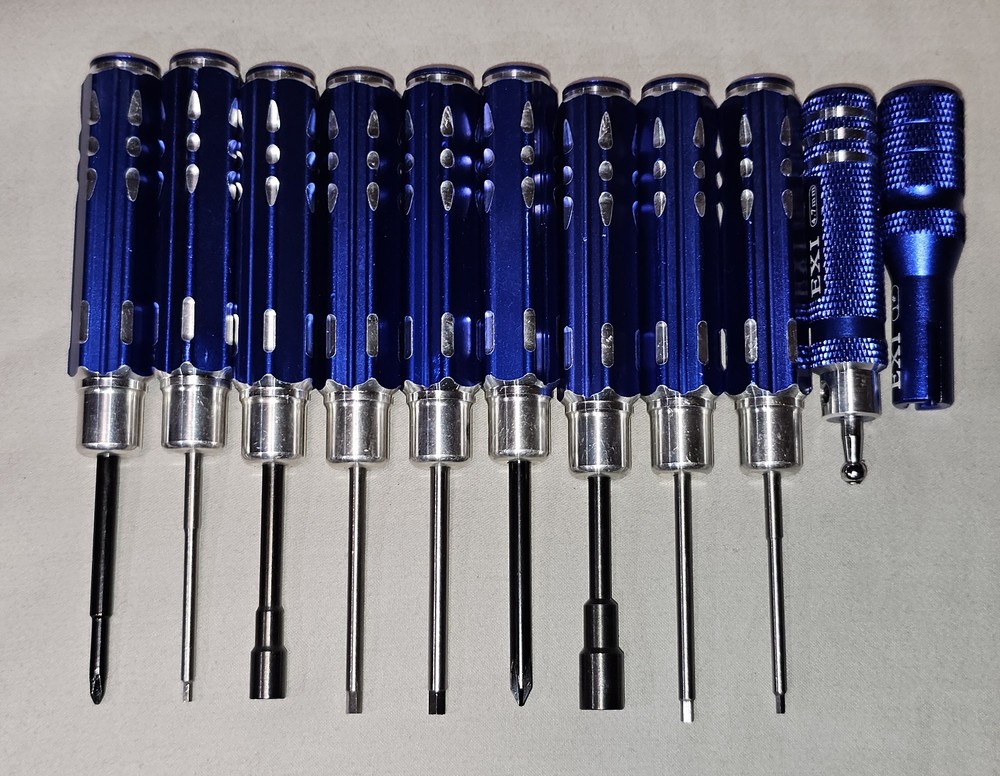 EXI RC Aluminum Handle Tool Kit 11-Piece Blue set (Tools Only) Great Condition
