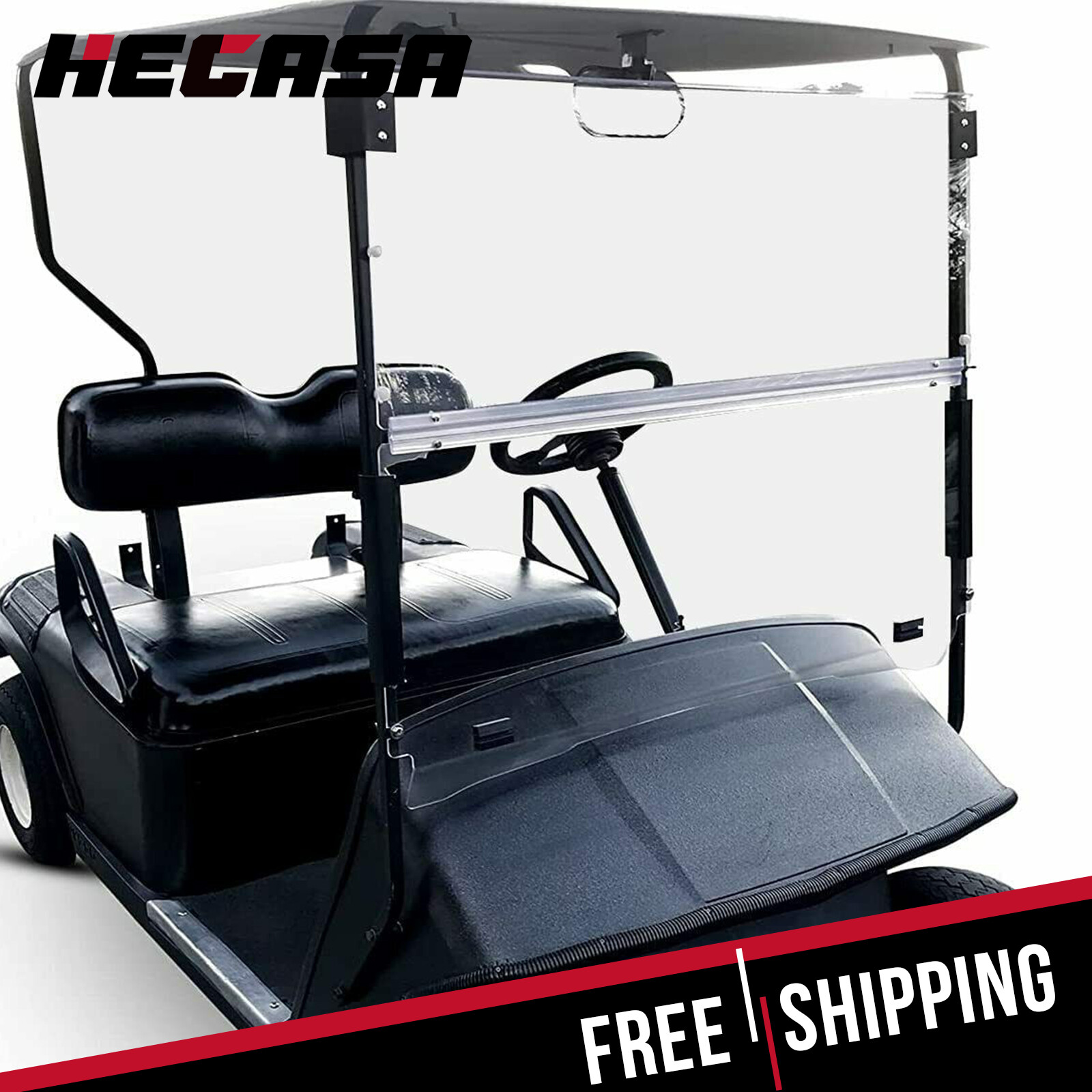 HECASA Acrylic Clear Folding Golf Cart Windshield For EZGO TXT Medalist 94-2014