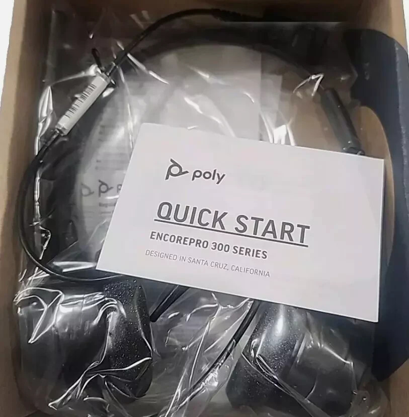 Plantronics Poly EncorePro 320 Stereo Headset - QD - Black (Marked Packaging)