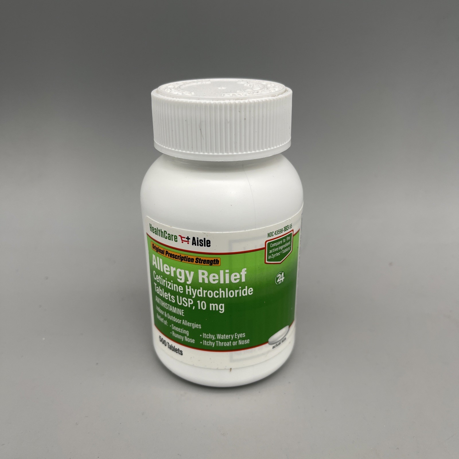 HealthCareAisle 10mg Allergy Relief - Cetirizine 500 Count Exp 03/28