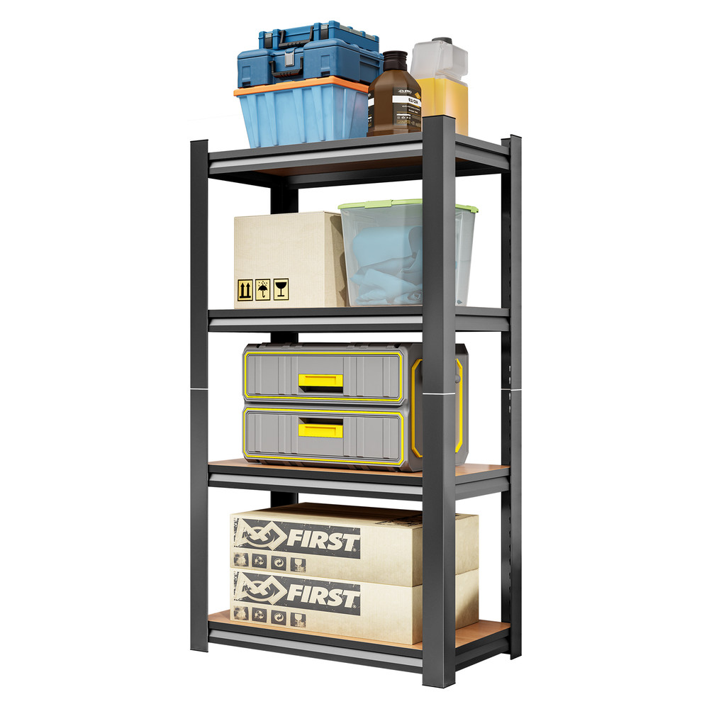 4-Layer Storage Rack, Adjustable Height Wooden Shelf