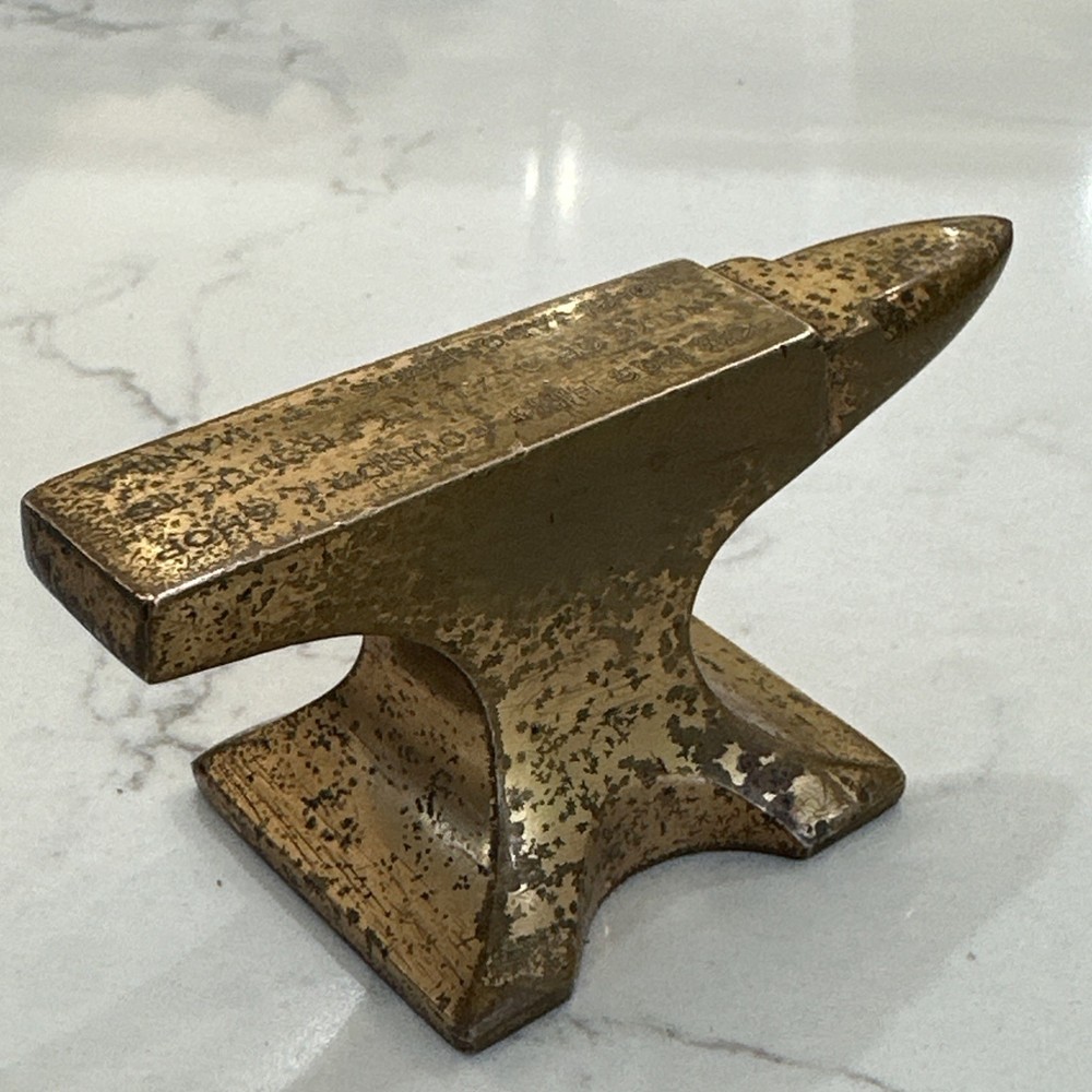 Vintage Mini Brass Anvil Marked