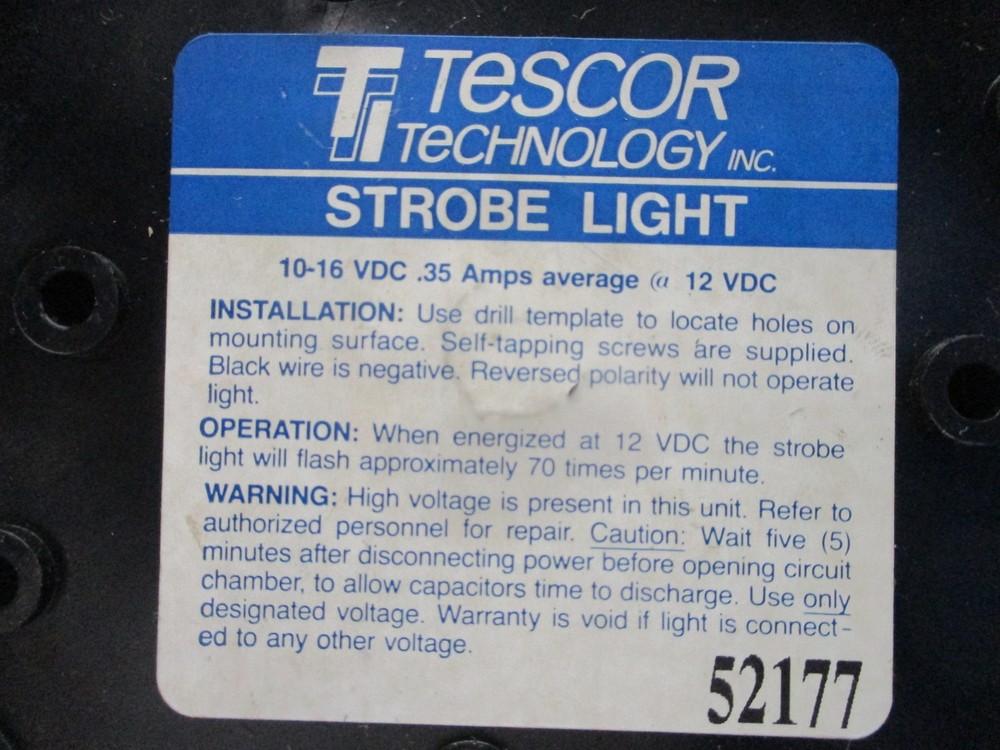 TESCOR TECHNOLOGY 52177 STROBE LIGHT NSNP