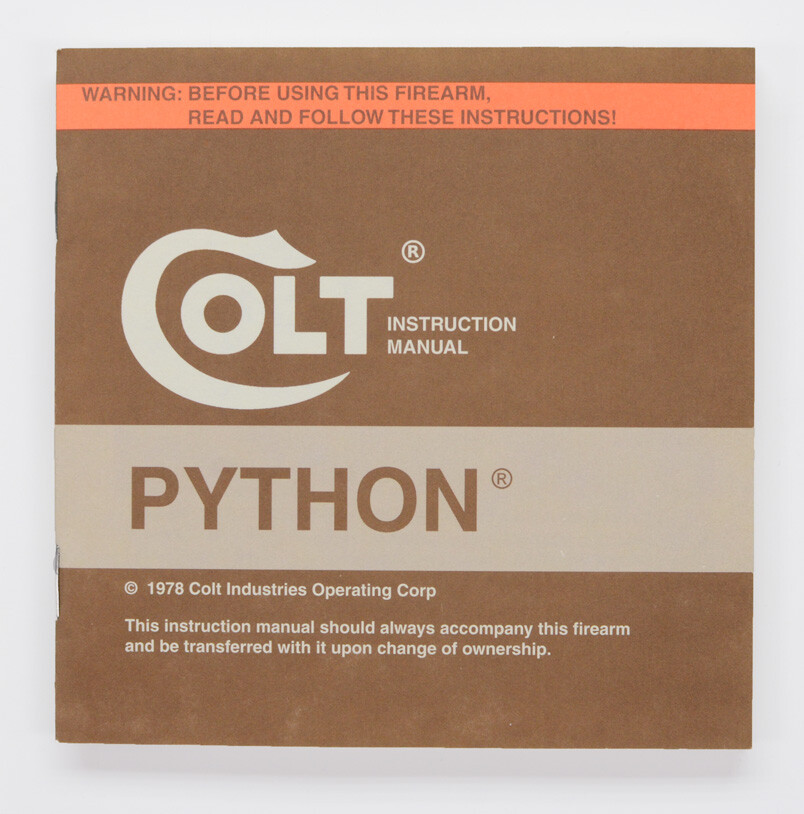 Colt Python Box, OEM Case, 1978 Manual, And More!