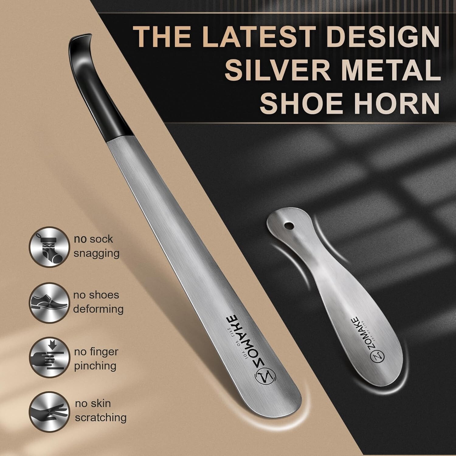 Metal Shoe Horn: Long Handle ShoeHorn for Seniors Men Women and Kids Shoehorn