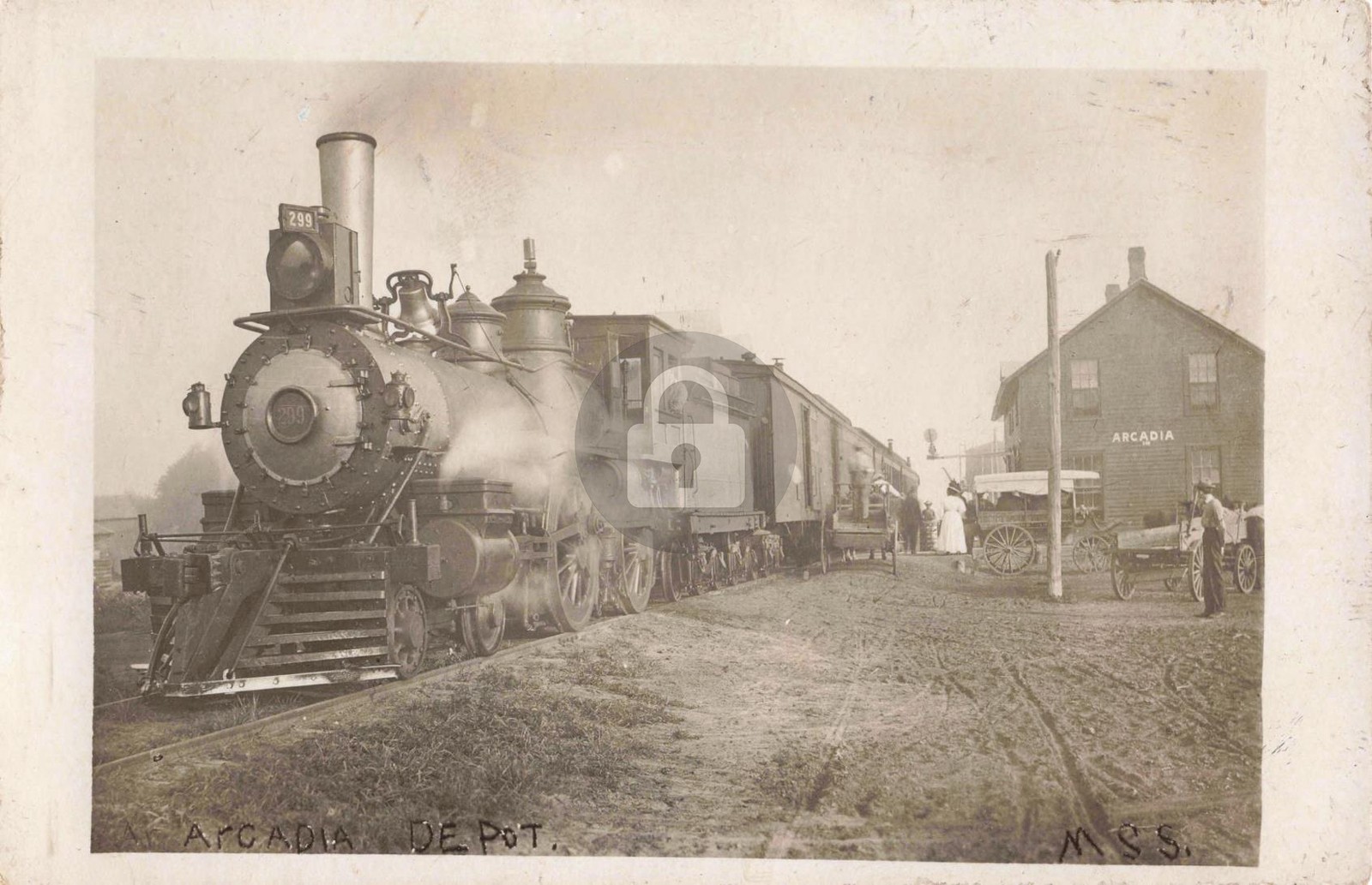 Railroad Arcadia Depot MI Michigan RPPC Photo Postcard COPY