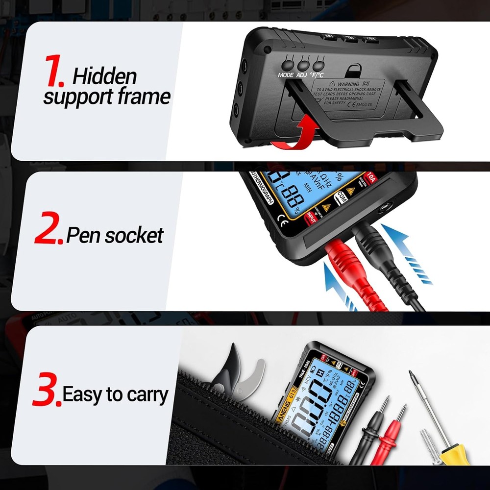 Digital Multimeter Tester,4000 Counts Voltage Tester,Auto-Ranging TRMS Volt Mete