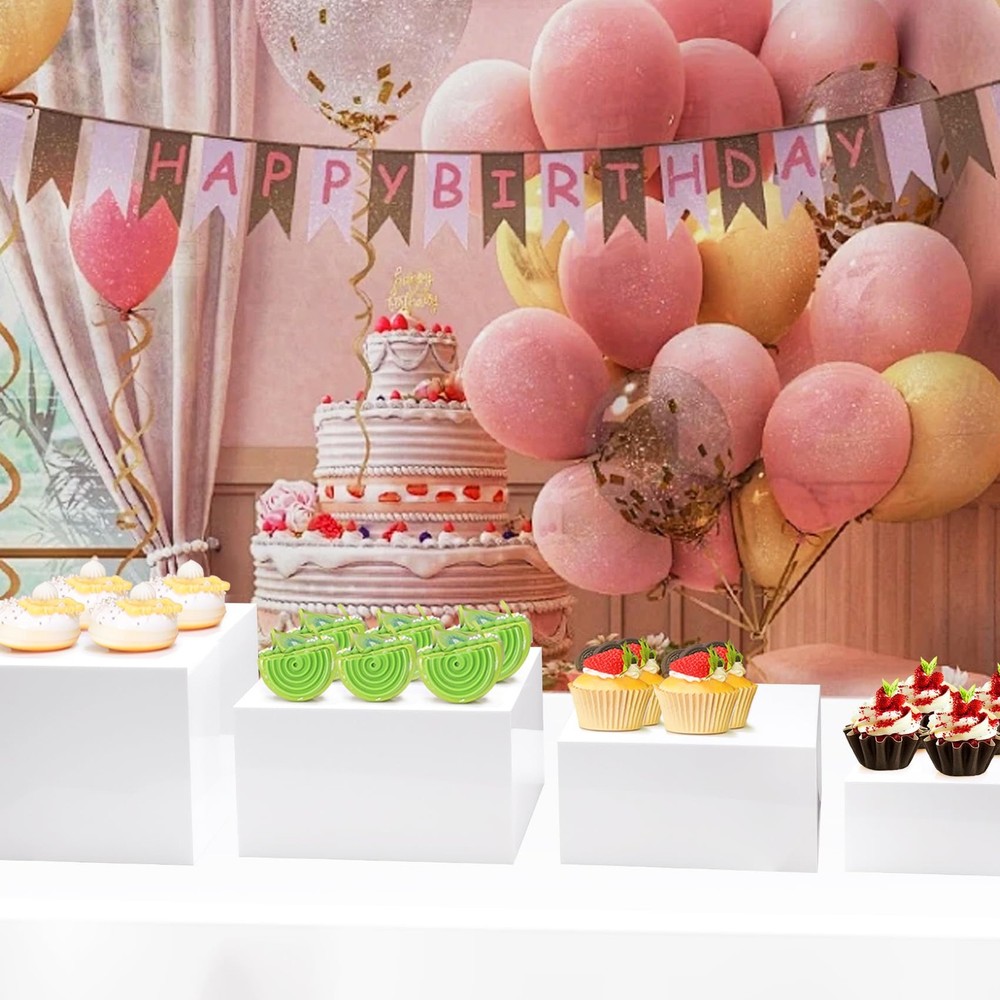 Acrylic Cube Display Risers, Nesting Buffet Food Risers for Table, Display St...