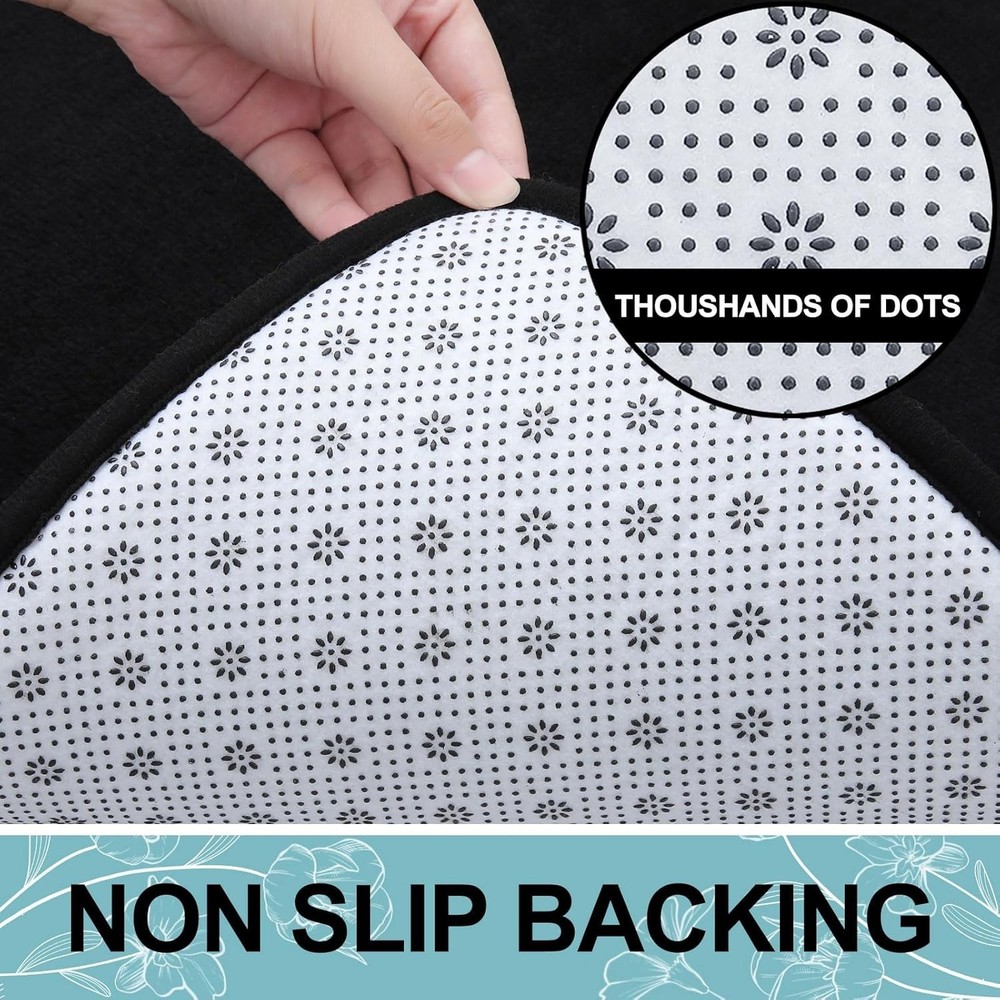 Non Slip Washable Bath Mat - Black Memory Foam