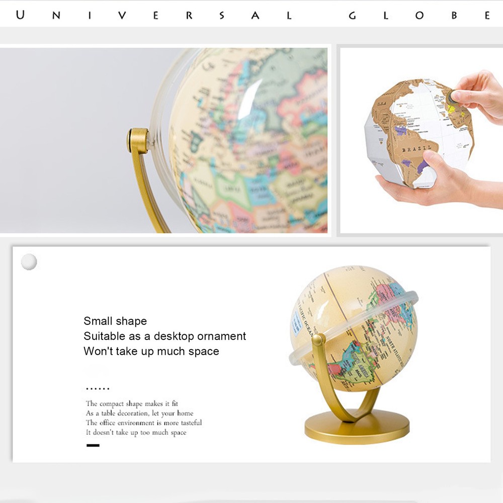 Mini World Map Globe English Edition Desktop Rotating Earth Geography Globe WT