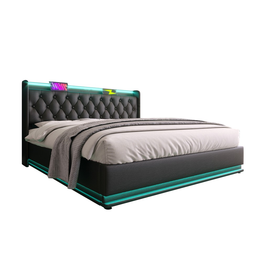 Twin/Full/Queen/King Size Upholstered Platform Bed w/ Hydraulic Storage System