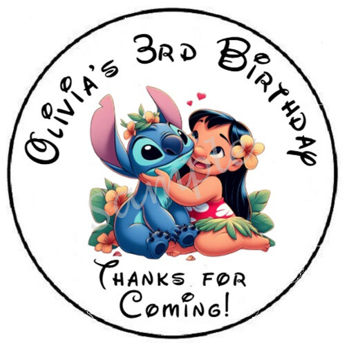 Lilo & Stitch Personalized Thank You Sticker Labels Party Favors