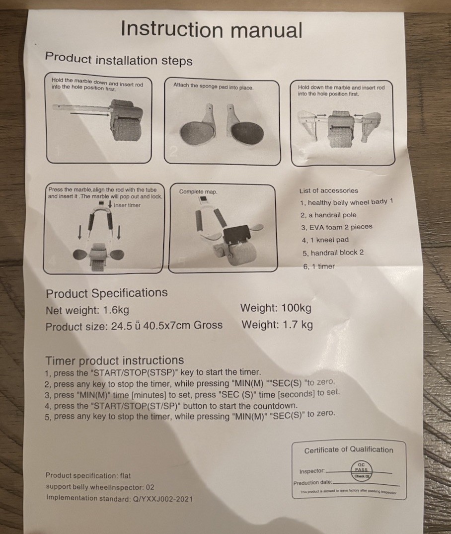 Ab Roller Wheel with Timer & Knee Mat