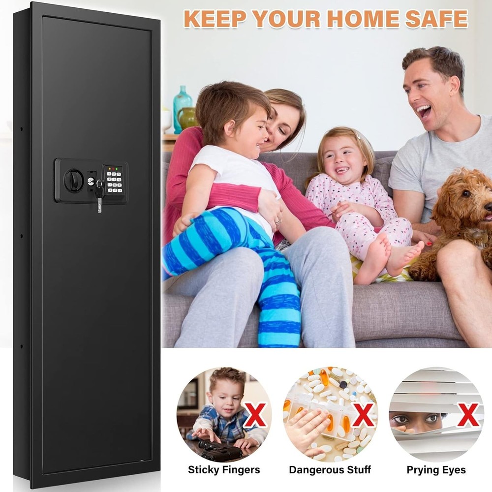 43.3" Tall Fireproof s Between the Studs 16" Centers, Electronic Hidden Safe ...