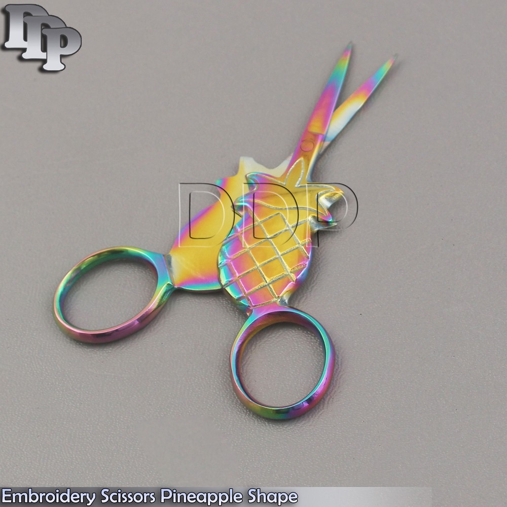Multi Titanium Color Sewing Embroidery Scissors 3.5" Pineapple Shape BTS-645