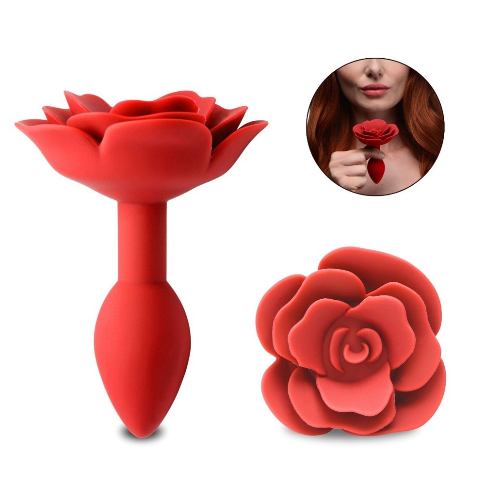 Master Series Booty Bloom Silicone Red Rose Anal Butt Plug Small