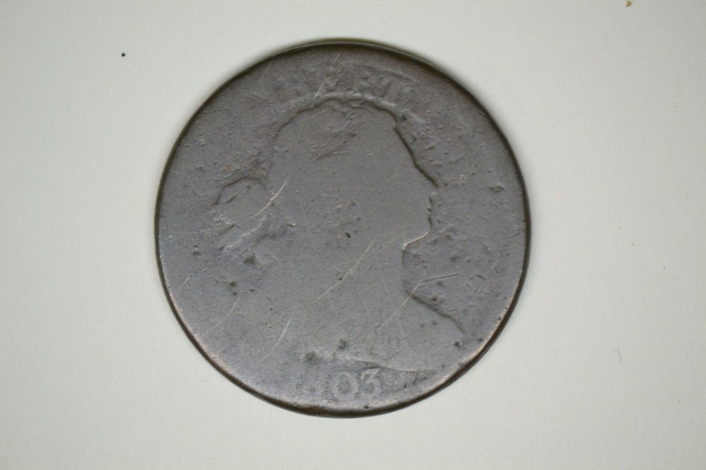 1803 Draped Bust Large Cent- AG/Good with several obverse scratches