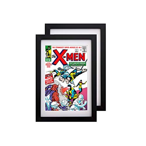 Comic Book Frame 2 Pack, MDF Wood Frame, Acid-Free BLACK FRAME. WHITE MAT