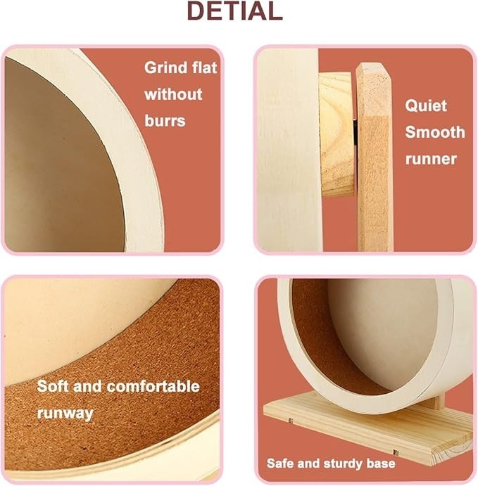 12 in. XL Wooden Animal Exercise Wheel, Quiet Spinner for Hamster Gerbil Lizard