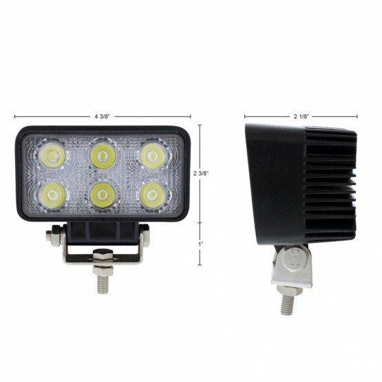 United Pacific 36510 Driving/Work Light Vehicle Mounted, Led, Rectangular, 6