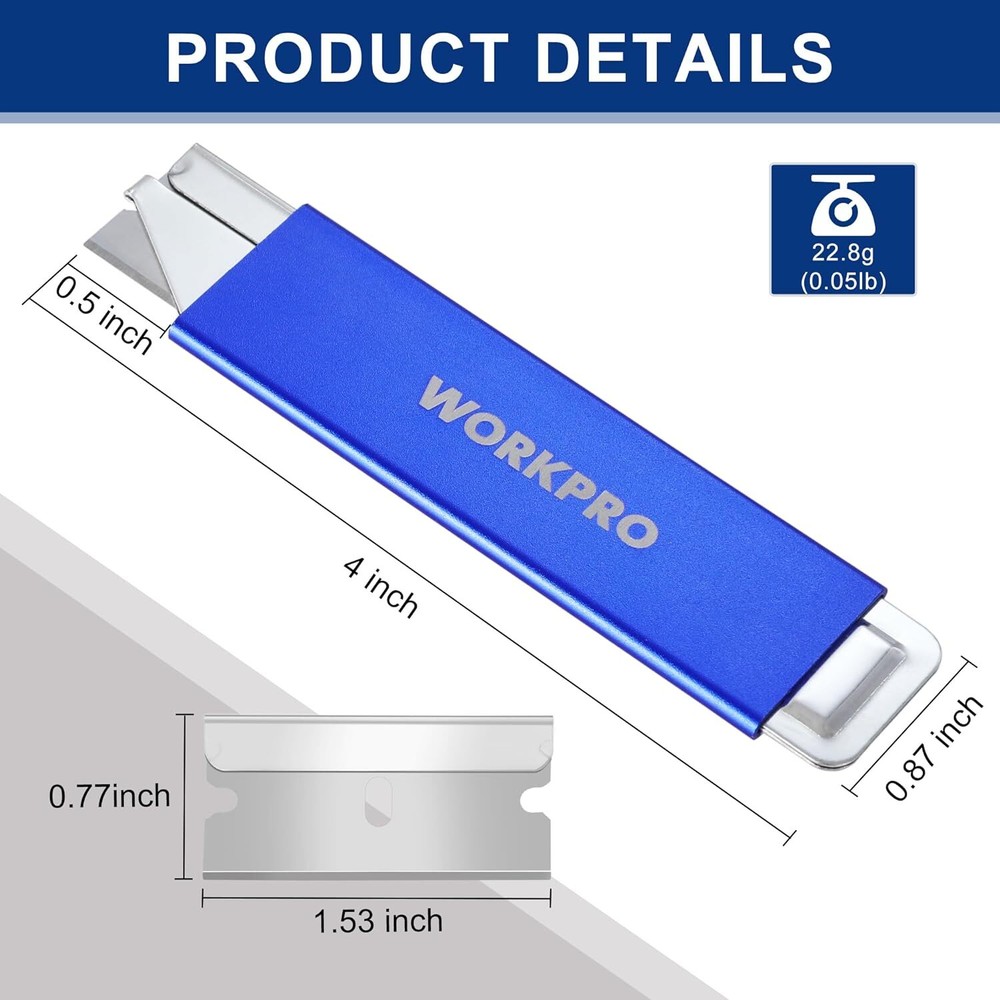 WORKPRO 12Pack Box Cutter Retractable Utility Knife Edge Razor Blade Blue/Red US