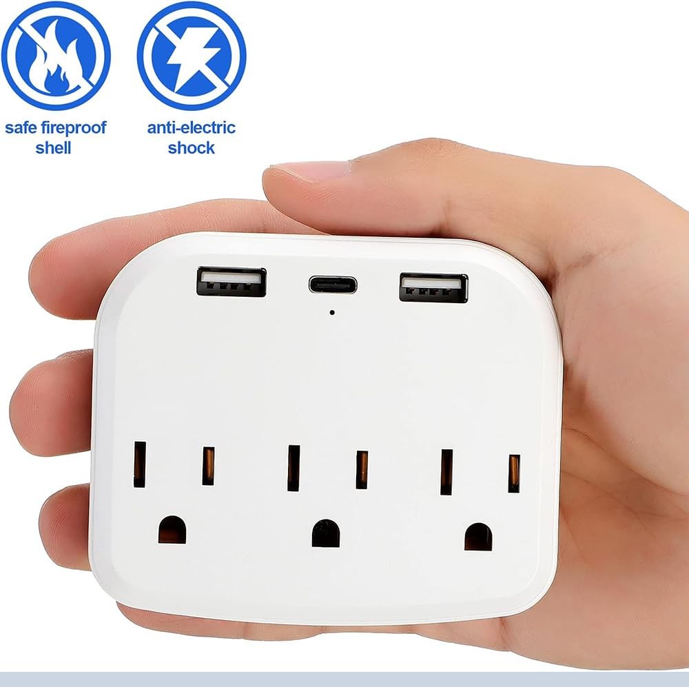 2 Conector Multiple De Corriente Con USB/C Para Pared Viaje Cargar Celulares Set