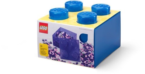 LEGO Stackable Storage Brick with 4 Knobs, Blue with a Top Lid Translucent [New