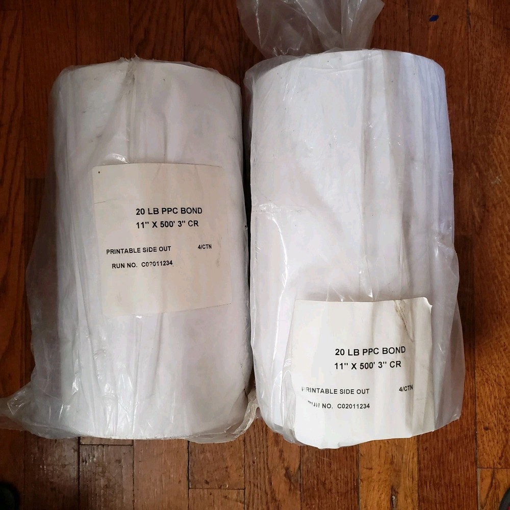 Lot 2 Rolls ~ 20# Pound Bond Engineering Plotter Paper Roll 11" x 500' 3" Core