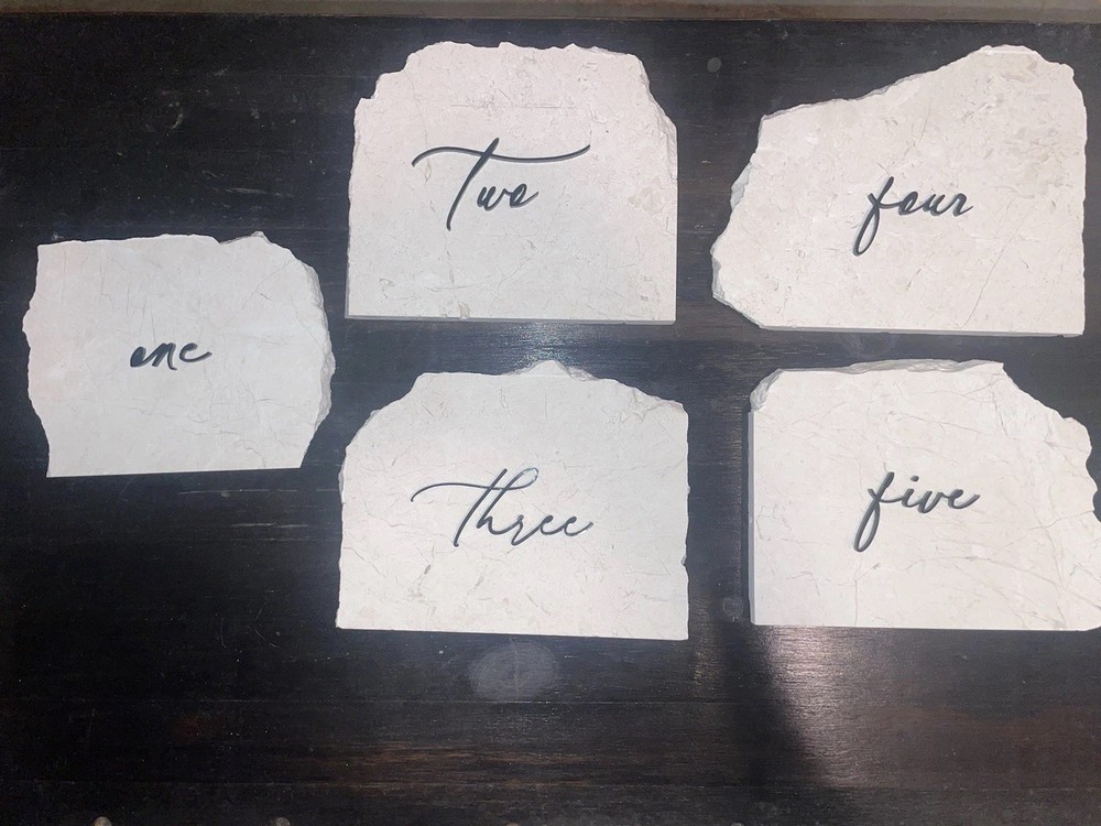 Premium Stone Wedding Table Markers + More