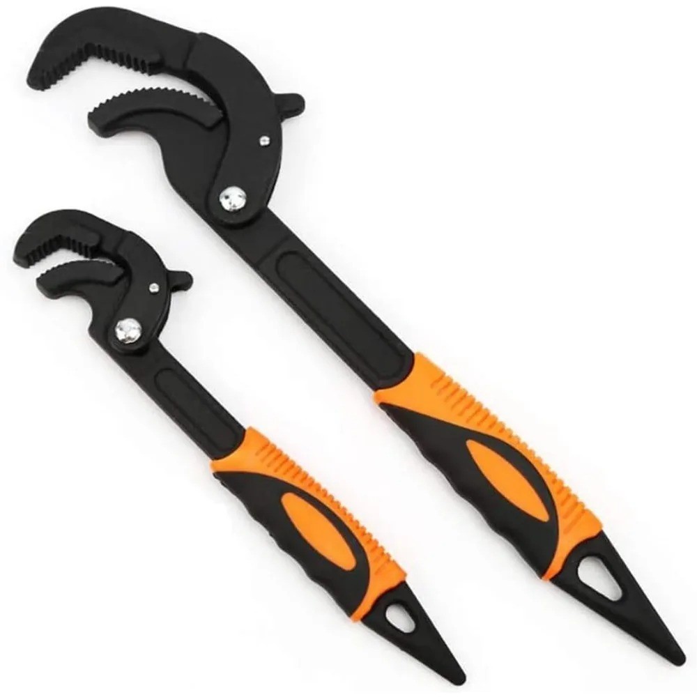 2PC Self-Adjusting Pipe Wrench Set – Quick Grip Universal Spanner