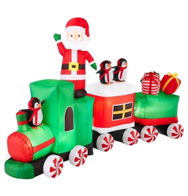 Christmas Train & Animated Santa 8.5 x 5ft Lighted Inflatable Holiday