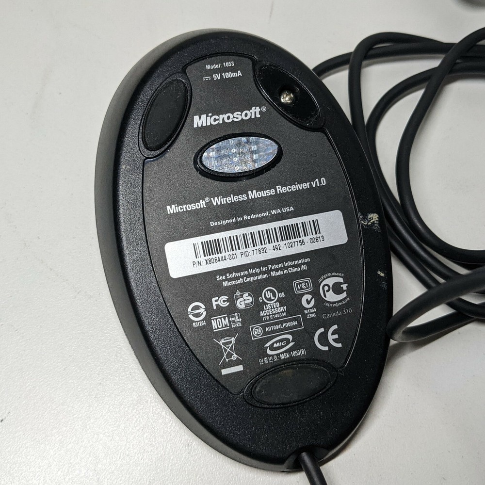 Microsoft Wireless Mouse Receiver V1.0 - Model 1053 - Partially Tested