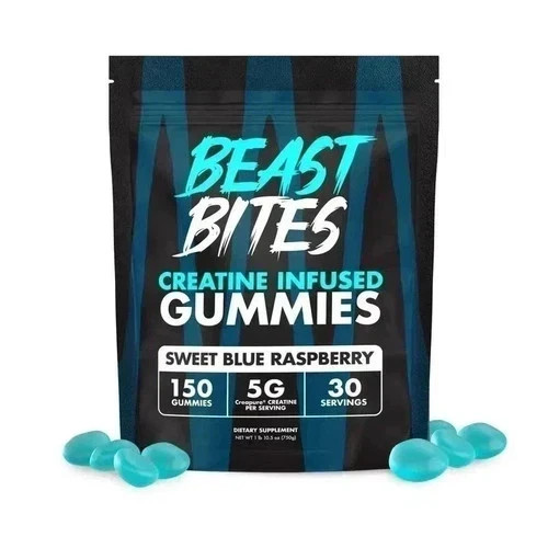 Beast Bites Creatine Infused Gummies – Blue Raspberry – 150 Servings....